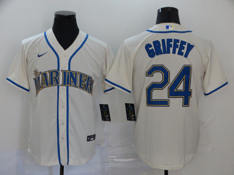 Men Seattle Mariners #24 Griffey Cream Nike Game MLB Jerseys->seattle mariners->MLB Jersey